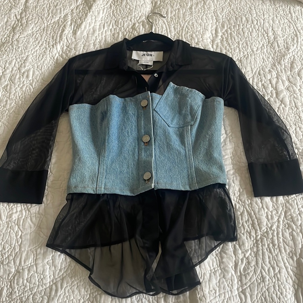JI OH NY denim bustier top NWT
